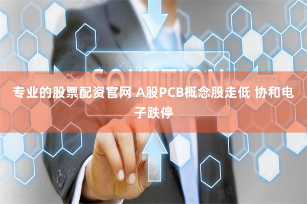 专业的股票配资官网 A股PCB概念股走低 协和电子跌停