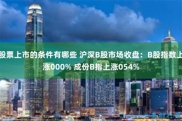 股票上市的条件有哪些 沪深B股市场收盘：B股指数上涨000% 成份B指上涨054%